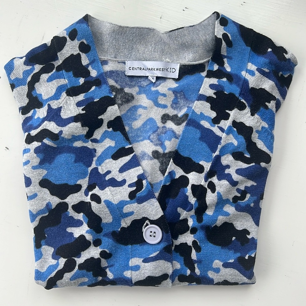 Central Park West KID Blue Camo Cardigan - Size M